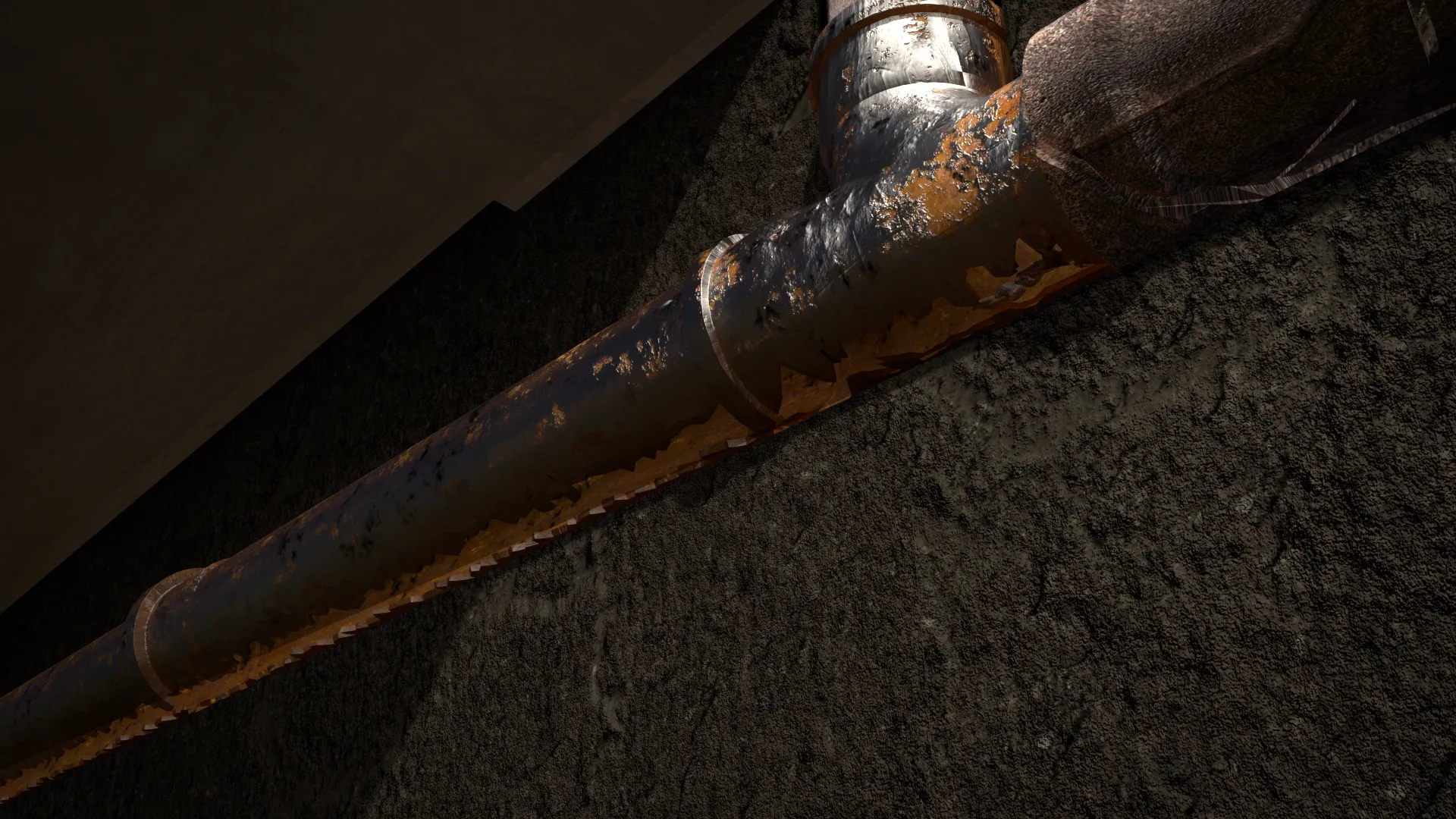 Cast iron pipe, close up, 3D render by Signature Media