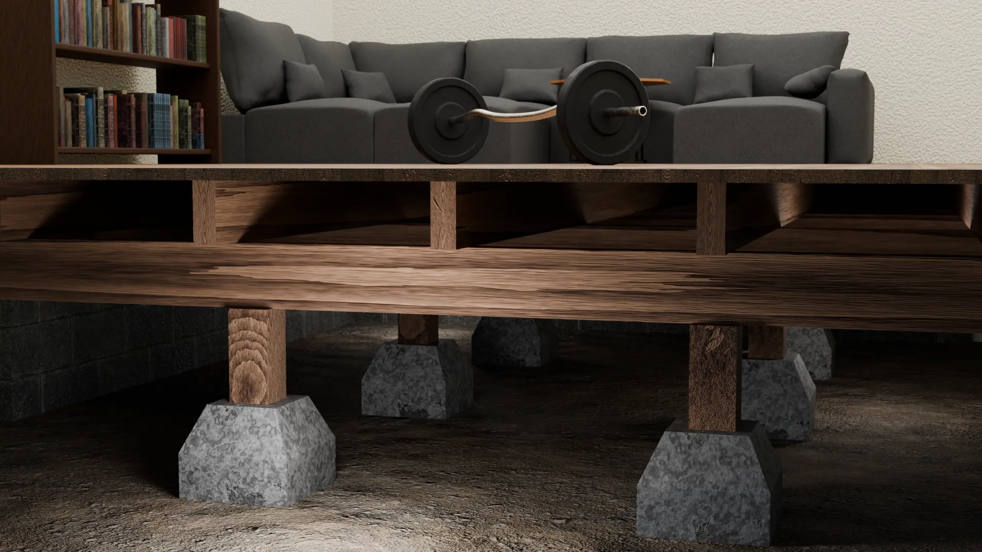 Sagging floors weight load, 3D render by Signature Media
