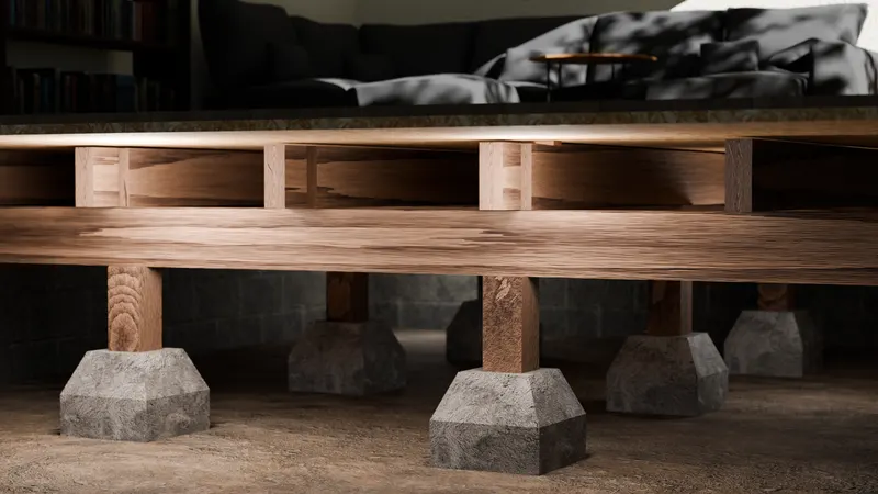 Pier and beam repair wood posts, 3D render by Signature Media