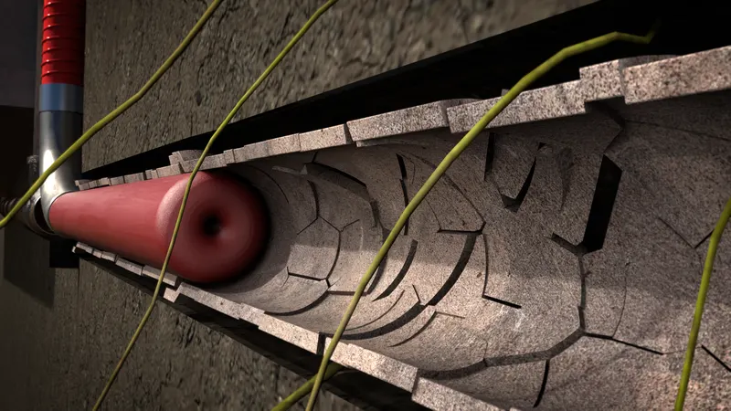 A resin soaked liner inflated inside the cracked pipe