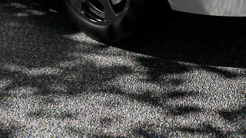 Concrete resurfacing resin bound stone driveway, 3D render by Signature Media