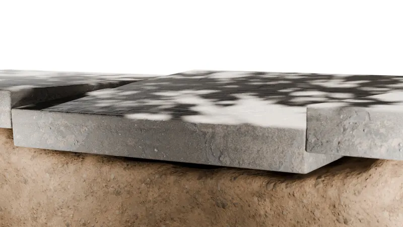 Concrete slab gap front view, 3D render by Signature Media
