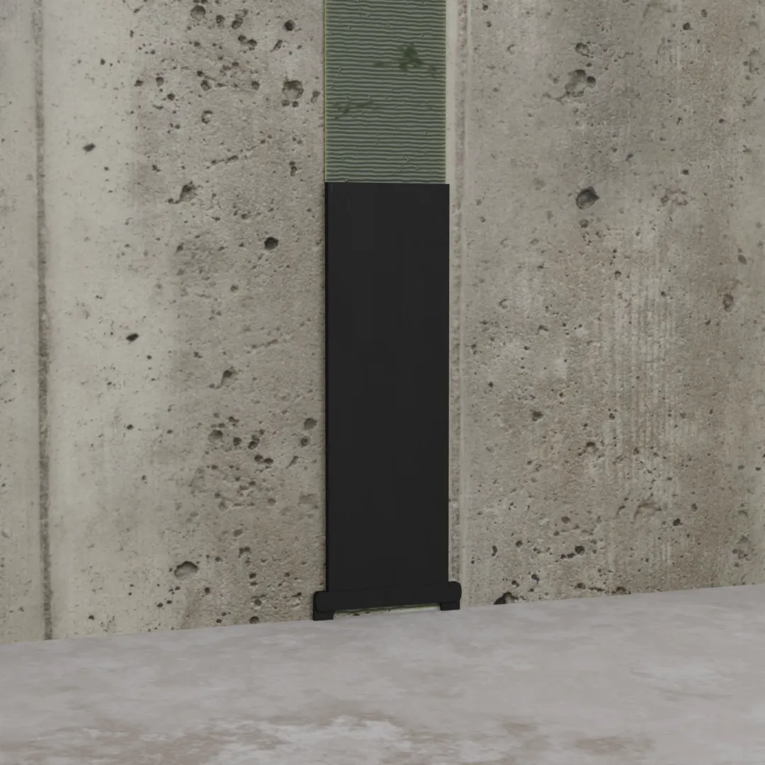 Carbon fiber strap poured wall, detail, 3D render by Signature Media