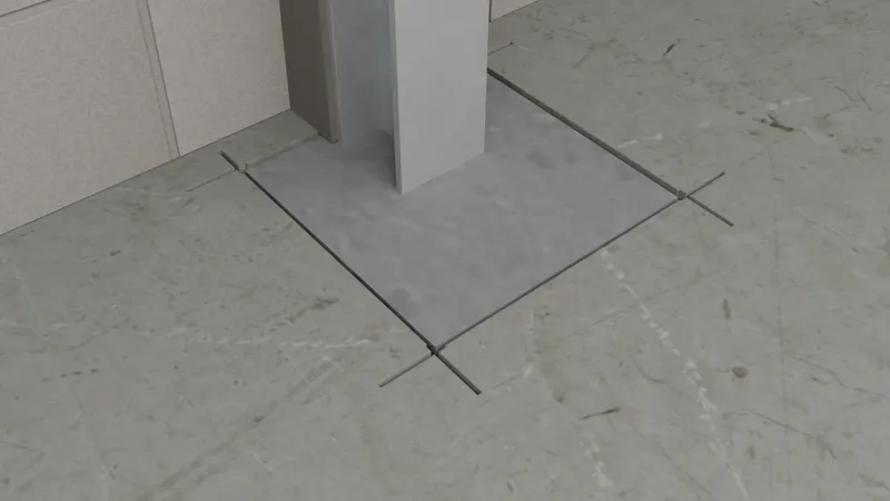 Steel bracing concrete repair basement floor, 3D render by Signature Media