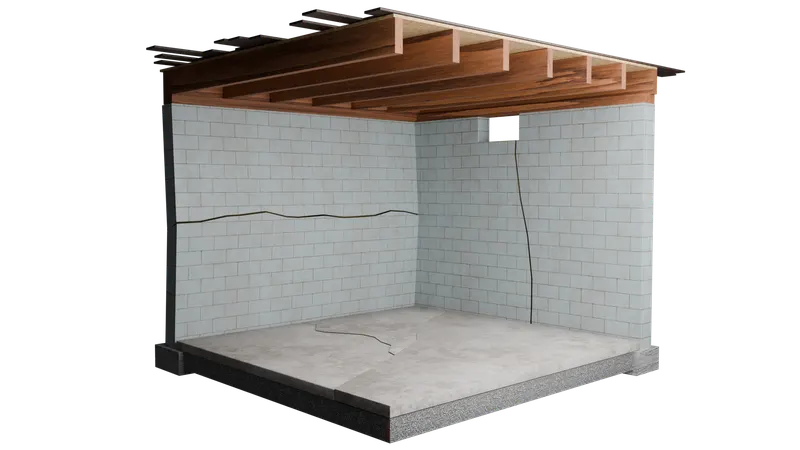 Crack repair wall concrete slab, 3D render by Signature Media