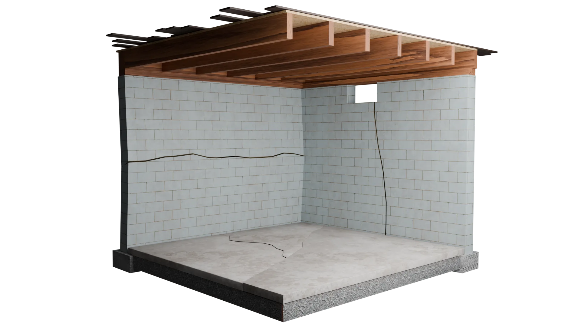 Crack repair wall concrete slab, 3D render by Signature Media