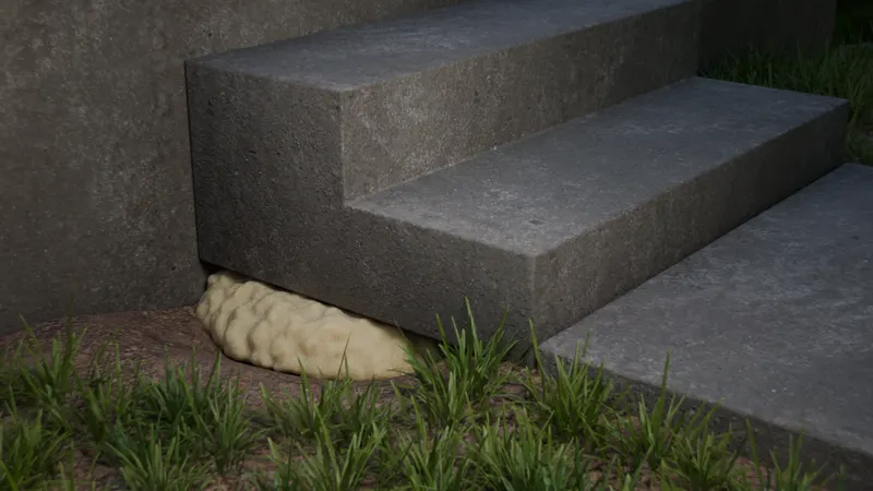 Foam injection under concrete steps, 3D render by Signature Media