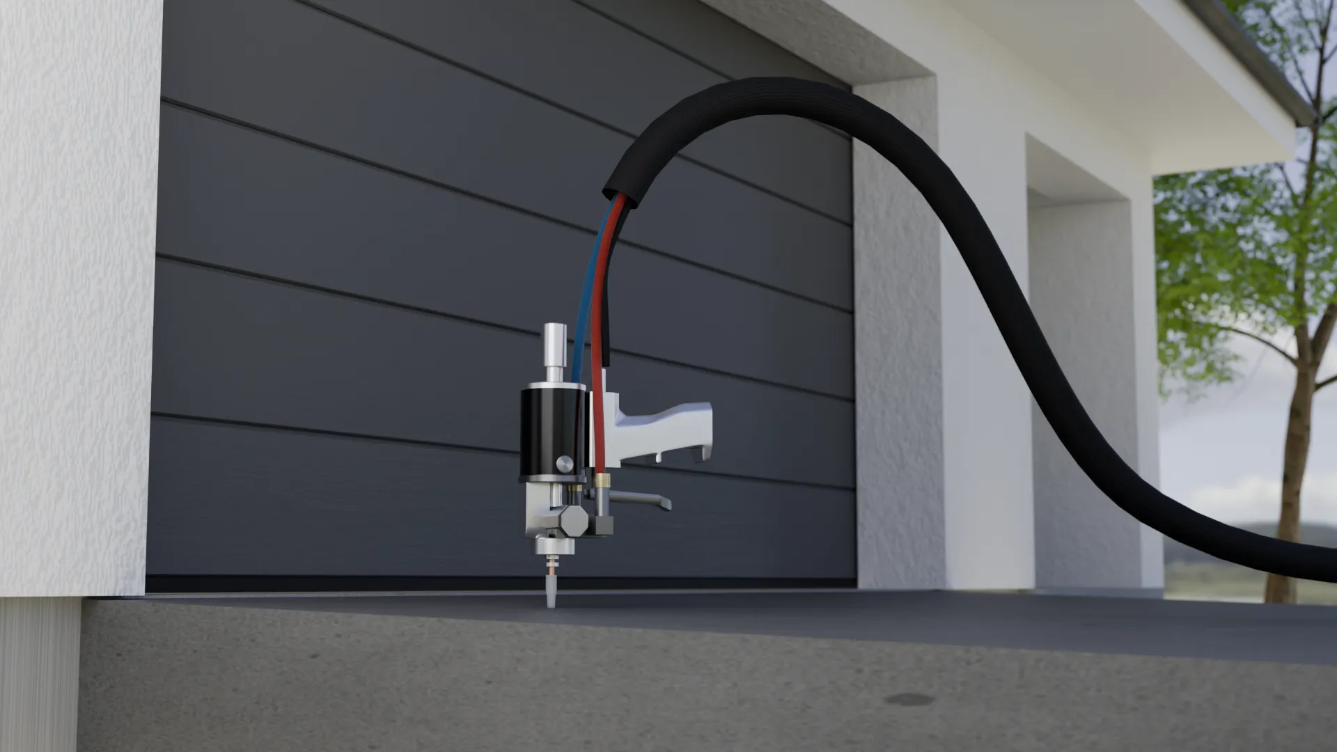 Polyurethane foam visible under driveway slab, 3D render by Signature Media
