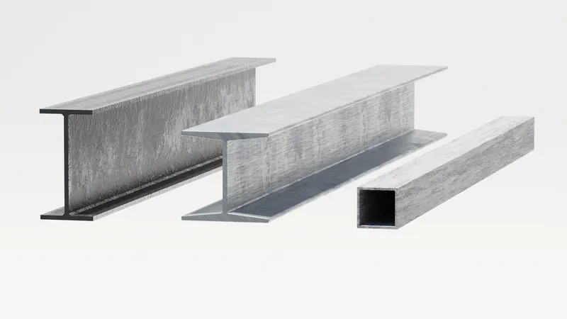 Steel beam and tube material sample, 3D render by Signature Media
