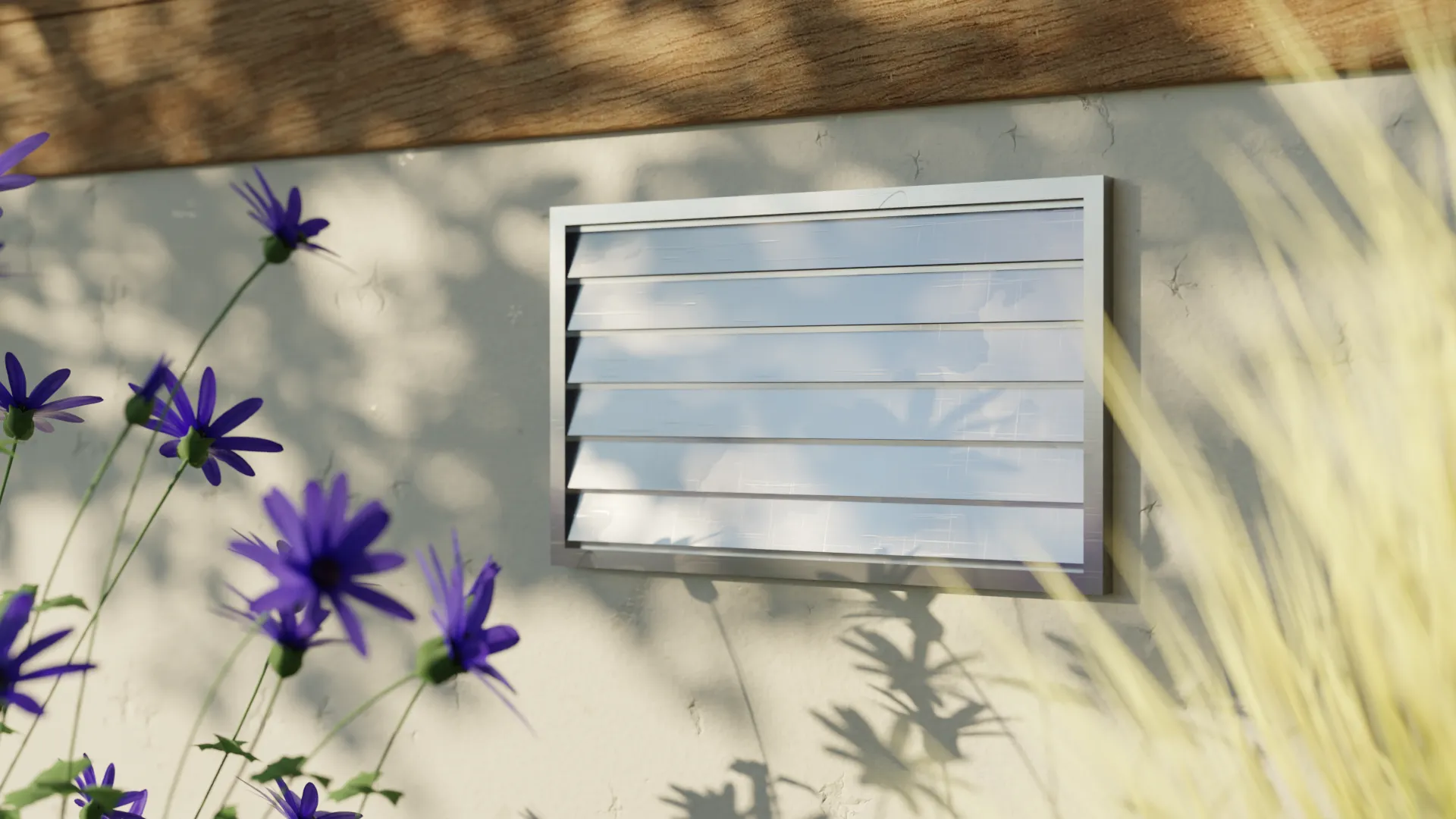 Crawl space foundation vent louvered, 3D render by Signature Media