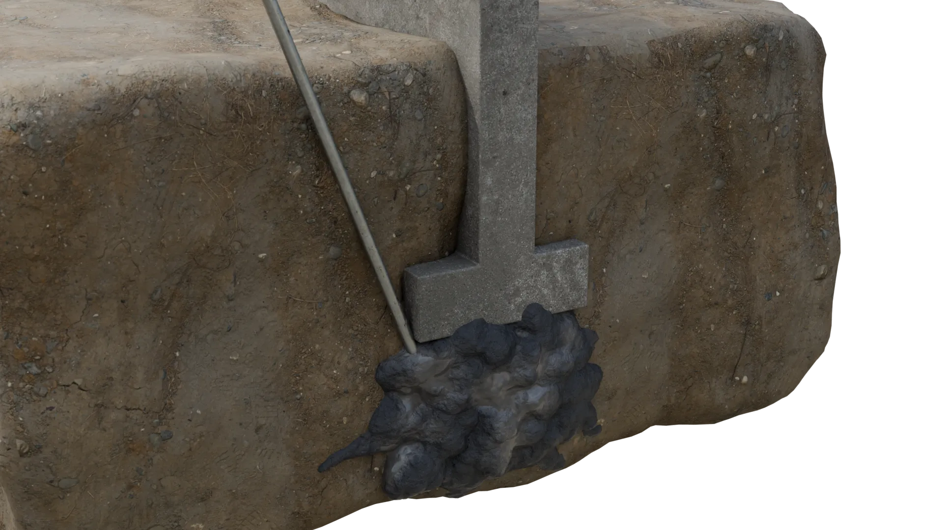 Soil stabilization injection footing, 3D render by Signature Media