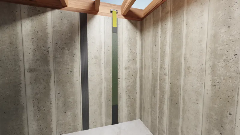 Carbon fiber straps poured basement wall, 3D render by Signature Media