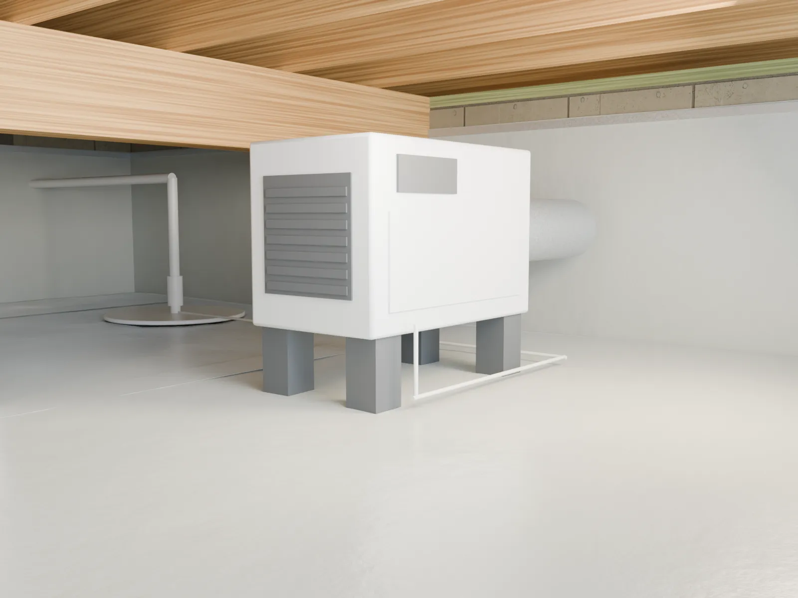 Dehumidifier installation, detail, 3D render by Signature Media