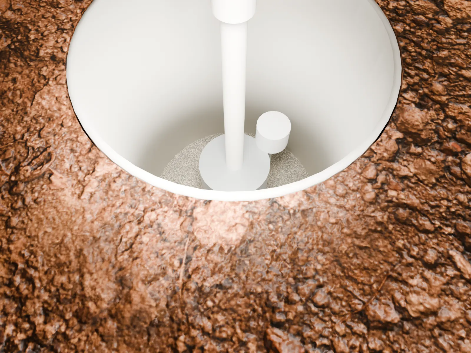 Sump pump basin, open, 3D render by Signature Media